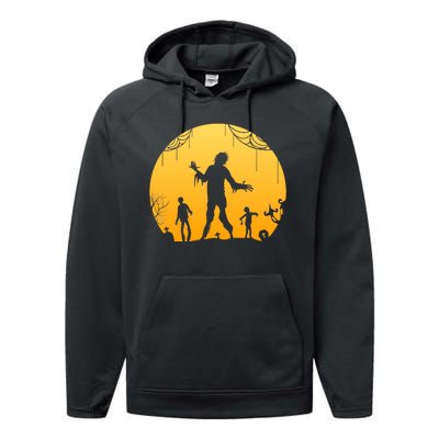 Halloween Spooky Zombie Graveyard Performance Fleece Hoodie