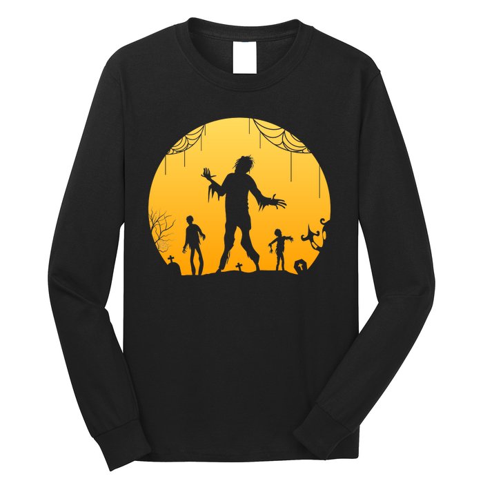 Halloween Spooky Zombie Graveyard Long Sleeve Shirt