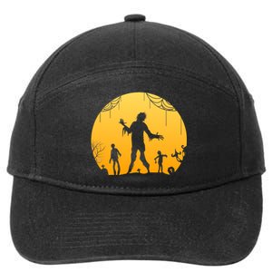 Halloween Spooky Zombie Graveyard 7-Panel Snapback Hat