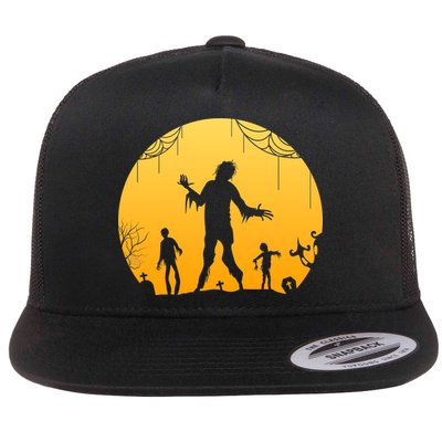 Halloween Spooky Zombie Graveyard Flatbill Hat