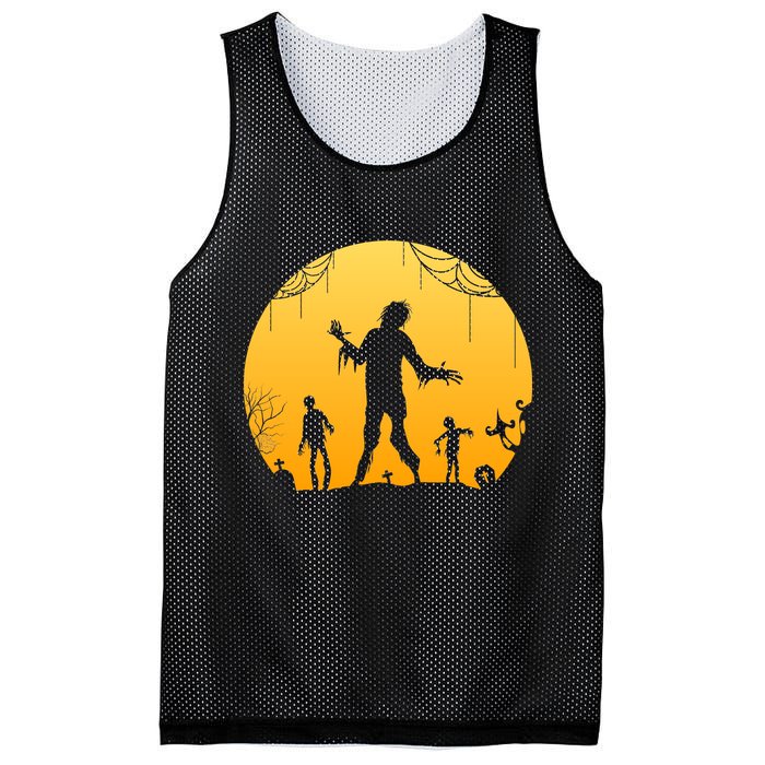 Halloween Spooky Zombie Graveyard Mesh Reversible Basketball Jersey Tank