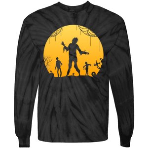 Halloween Spooky Zombie Graveyard Tie-Dye Long Sleeve Shirt