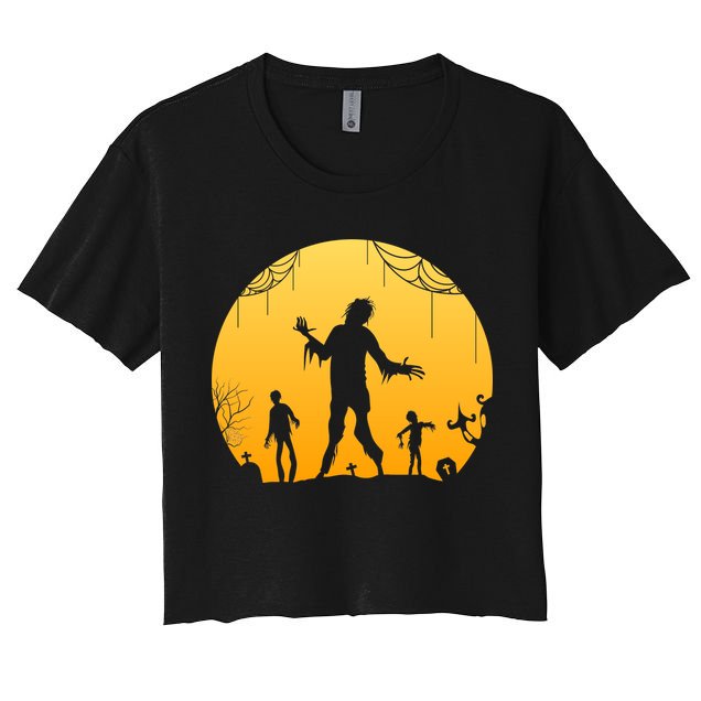 Halloween Spooky Zombie Graveyard Crop Top