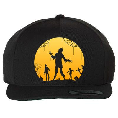 Halloween Spooky Zombie Graveyard Wool Snapback Cap