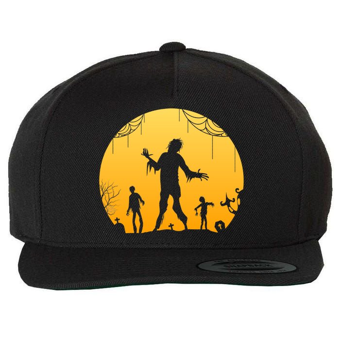 Halloween Spooky Zombie Graveyard Wool Snapback Cap