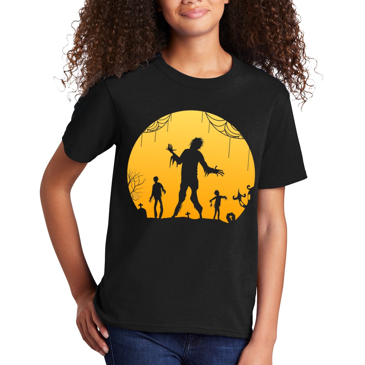Halloween Spooky Zombie Graveyard Kids T-Shirt