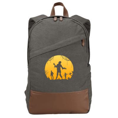 Halloween Spooky Zombie Graveyard Cotton Canvas Backpack