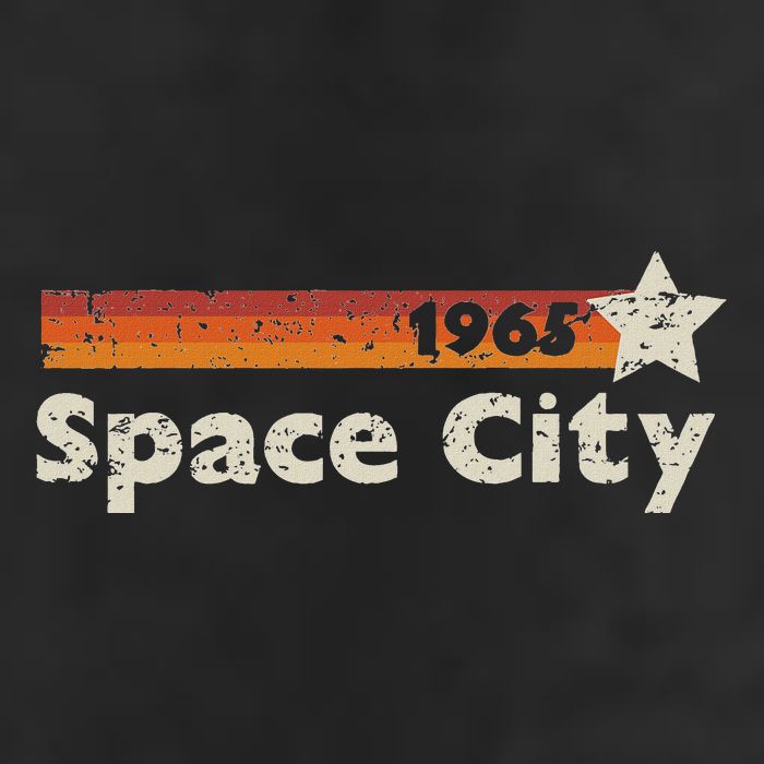 Houston Texas 1965 Space City Distressed Rocketship 7 Panel Mesh Trucker Snapback Hat