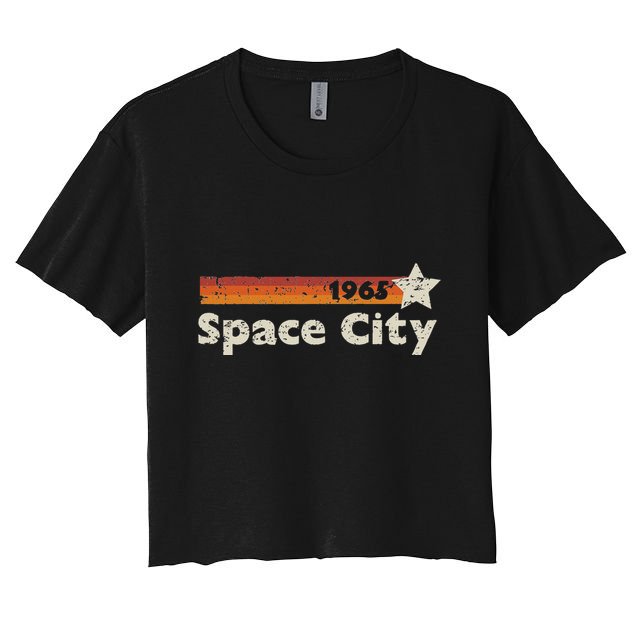Houston Texas 1965 Space City Distressed Rocketship Crop Top