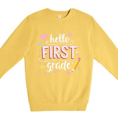 Hello Team 1st Grade Back To School Outfit Premium Crewneck Sweatshirt