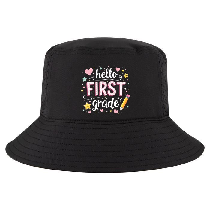Hello Team 1st Grade Back To School Outfit Cool Comfort Performance Bucket Hat