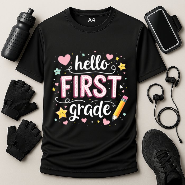 Hello Team 1st Grade Back To School Outfit Cooling Performance Crew T-Shirt