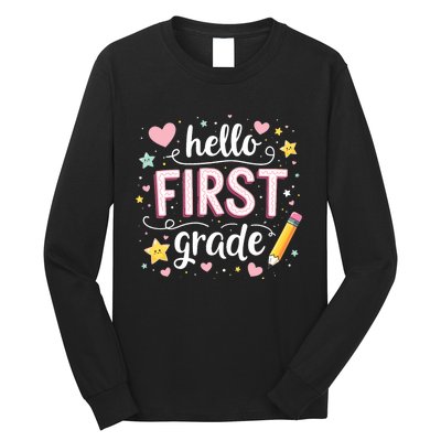 Hello Team 1st Grade Back To School Outfit Long Sleeve Shirt