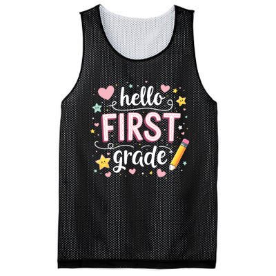 Hello Team 1st Grade Back To School Outfit Mesh Reversible Basketball Jersey Tank