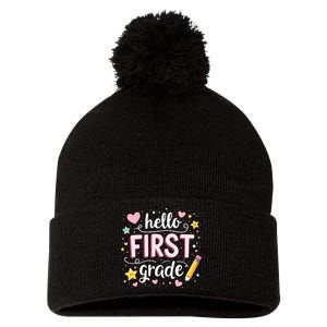 Hello Team 1st Grade Back To School Outfit Pom Pom 12in Knit Beanie