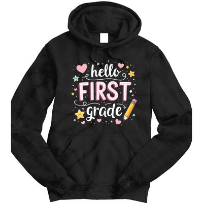 Hello Team 1st Grade Back To School Outfit Tie Dye Hoodie