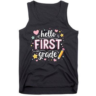 Hello Team 1st Grade Back To School Outfit Tank Top