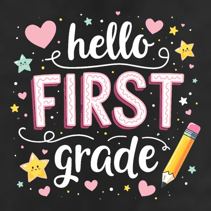 Hello Team 1st Grade Back To School Outfit Golf Towel