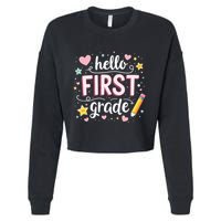 Hello Team 1st Grade Back To School Outfit Cropped Pullover Crew