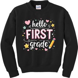 Hello Team 1st Grade Back To School Outfit Kids Sweatshirt