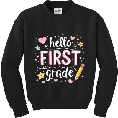 Hello Team 1st Grade Back To School Outfit Kids Sweatshirt