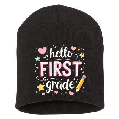 Hello Team 1st Grade Back To School Outfit Short Acrylic Beanie