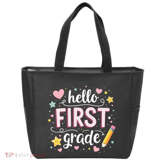 Hello Team 1st Grade Back To School Outfit Zip Tote Bag