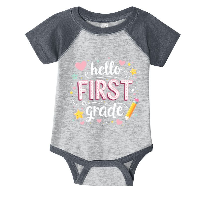 Hello Team 1st Grade Back To School Outfit Infant Baby Jersey Bodysuit