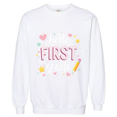 Hello Team 1st Grade Back To School Outfit Garment-Dyed Sweatshirt