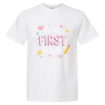 Hello Team 1st Grade Back To School Outfit Garment-Dyed Heavyweight T-Shirt