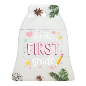 Hello Team 1st Grade Back To School Outfit Ceramic Bell Ornament