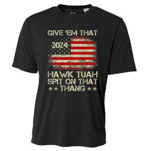 Hawk Tuah 24 Spit On That Thang Usa Flag 2024 4th Of July Cooling Performance Crew T-Shirt