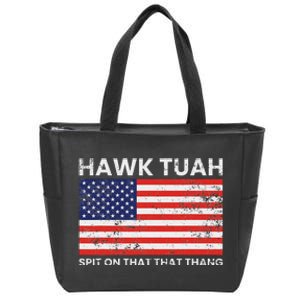 Hawk Tuah 24 Spit On That Thang Usa Flag Zip Tote Bag