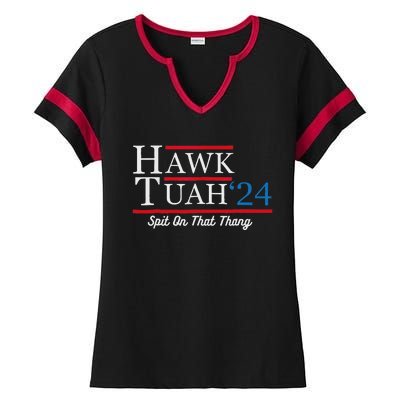 Hawk Tuah 24 Spit On That Thang Ladies Halftime Notch Neck Tee