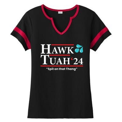 Hawk Tuah 24 Spit On That Thang Ladies Halftime Notch Neck Tee