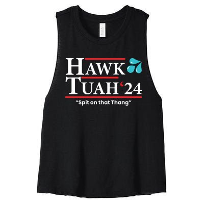 Hawk Tuah 24 Spit On That Thang Women's Racerback Cropped Tank