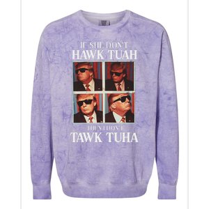 Hawk Tush 2024 Hawk Tuah Trump Embarrassing Airport Colorblast Crewneck Sweatshirt