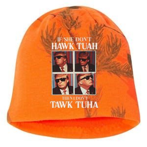 Hawk Tush 2024 Hawk Tuah Trump Embarrassing Airport Kati - Camo Knit Beanie