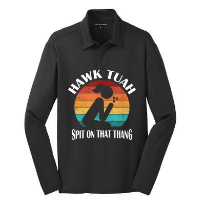 Hawk Tuah 24 Spit On That Thang Silk Touch Performance Long Sleeve Polo