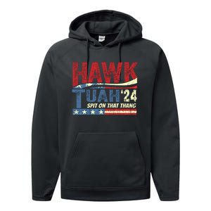 Hawk Tuah 24 Spit On That Thang Funny Saying Performance Fleece Hoodie