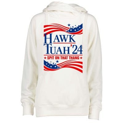 Hawk Tauh 24 Spit On That Thang Usa American Flag Meme Quote Womens Funnel Neck Pullover Hood