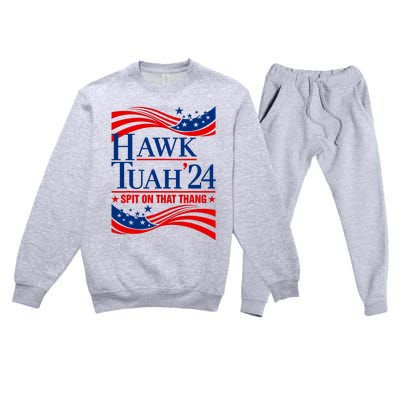 Hawk Tauh 24 Spit On That Thang Usa American Flag Meme Quote Premium Crewneck Sweatsuit Set