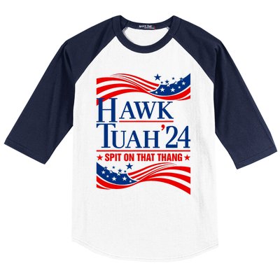 Hawk Tauh 24 Spit On That Thang Usa American Flag Meme Quote Baseball Sleeve Shirt