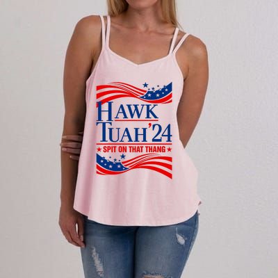 Hawk Tauh 24 Spit On That Thang Usa American Flag Meme Quote Women's Strappy Tank