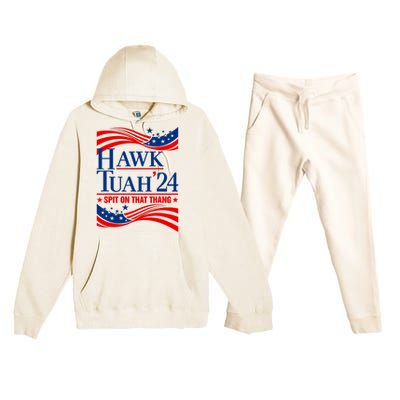 Hawk Tauh 24 Spit On That Thang Usa American Flag Meme Quote Premium Hooded Sweatsuit Set