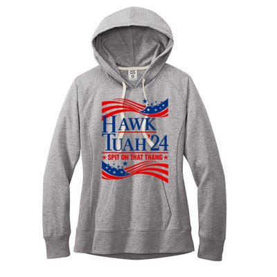 Hawk Tauh 24 Spit On That Thang Usa American Flag Meme Quote Women's Fleece Hoodie