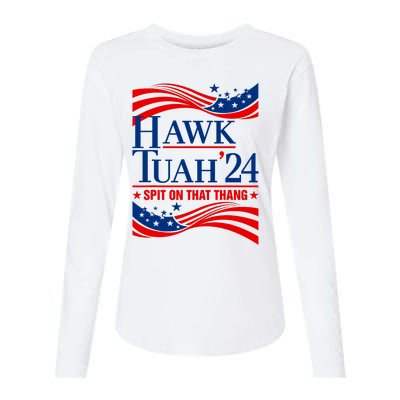 Hawk Tauh 24 Spit On That Thang Usa American Flag Meme Quote Womens Cotton Relaxed Long Sleeve T-Shirt