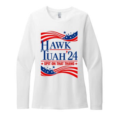 Hawk Tauh 24 Spit On That Thang Usa American Flag Meme Quote Womens CVC Long Sleeve Shirt