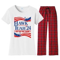 Hawk Tauh 24 Spit On That Thang Usa American Flag Meme Quote Women's Flannel Pajama Set