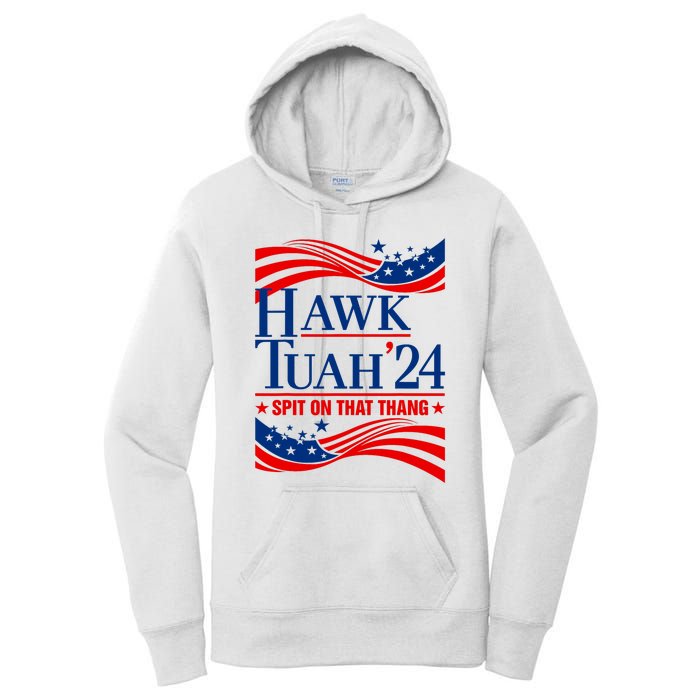 Hawk Tauh 24 Spit On That Thang Usa American Flag Meme Quote Women's Pullover Hoodie